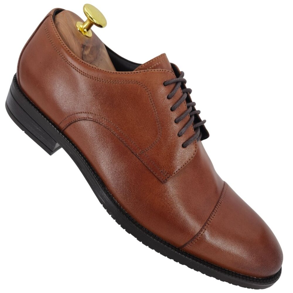 NEW Cole Haan Modern Essentials Brown Leather Dress Shoes Men 8.5 Captoe Oxfords